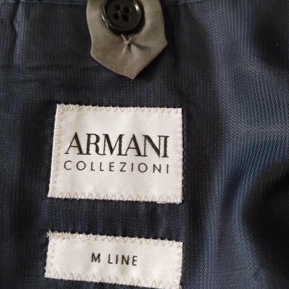Armani Collezioni M Line Blazer Size 40R Navy Blue Classic Striped Lined Office - Picture 8 of 14